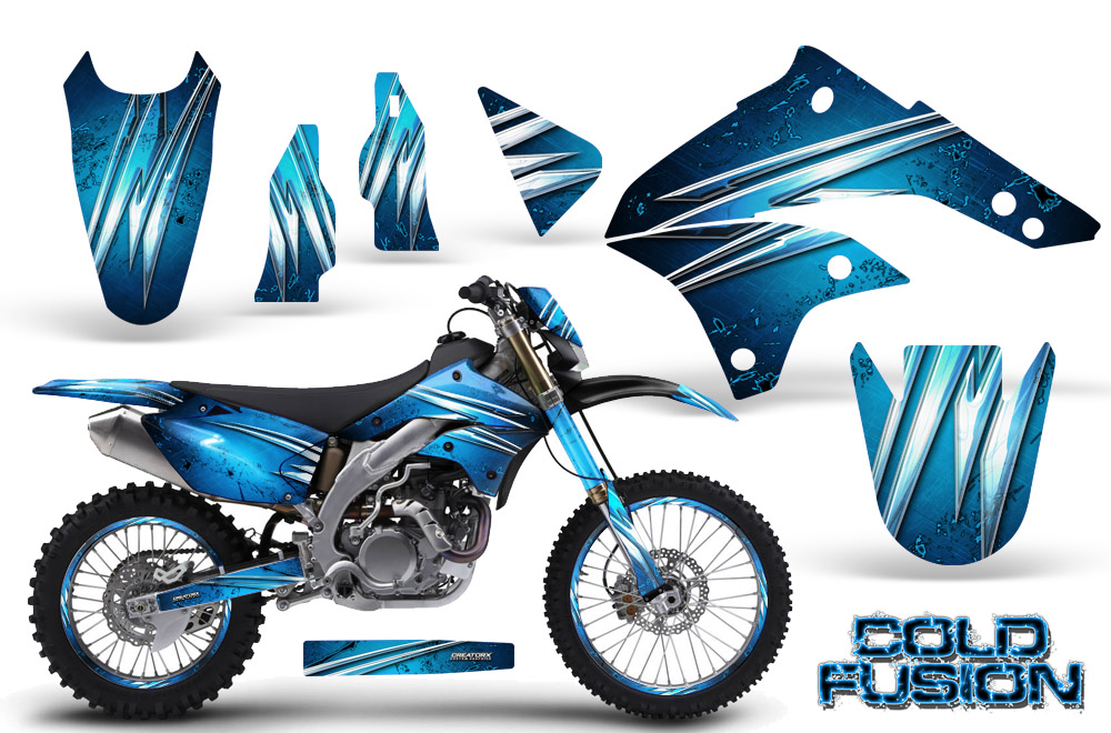 Kawasaki KLX450 Graphics Kit 08-12 Cold Fusion BlueIce NP Rims